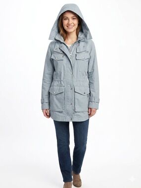 Michael Kors Light Blue Hooded Utility Jacket